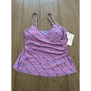 NWT Liz Claiborne Womens Tankini Top W/ Adjustable Straps & Removable Cups  Nylo